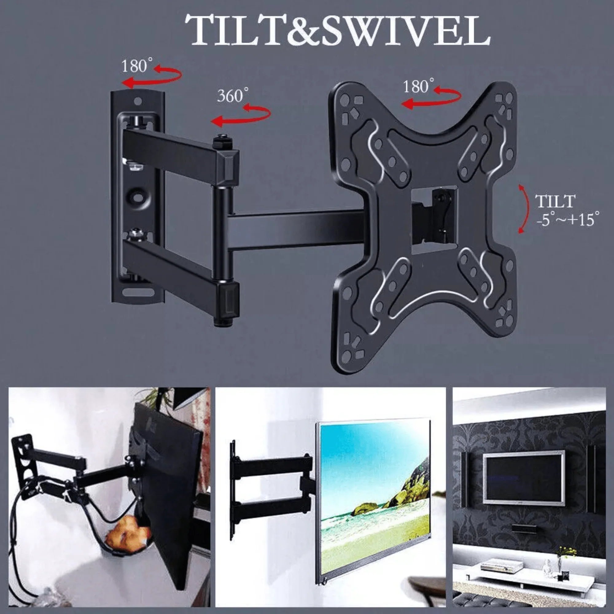 🖥️ Univerzalni TV Zidni Nosač – Sigurnost, Fleksibilnost i Moderan Dizajn