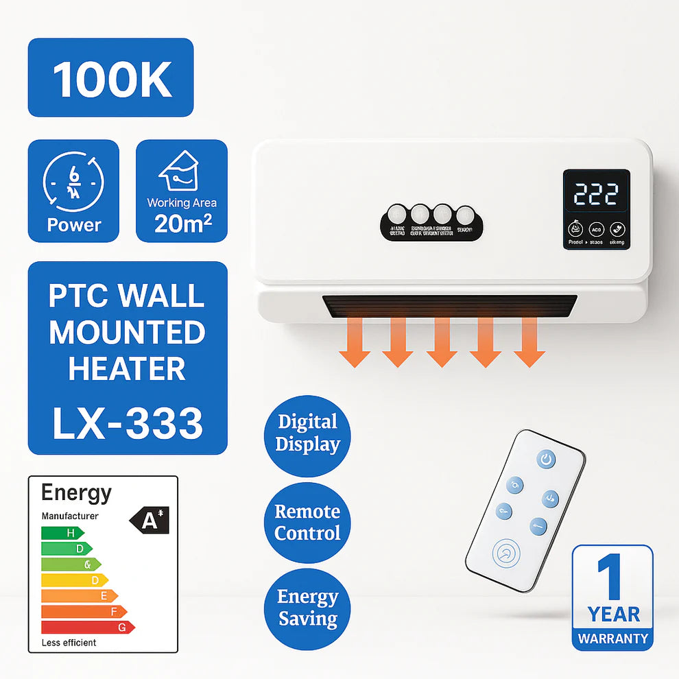 Zidni Električni Grijač i Klima sa Daljinskim 2u1