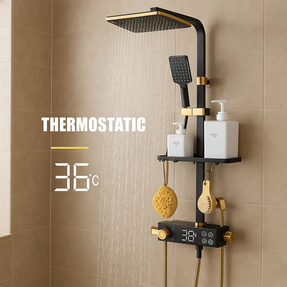 Zlatna Tuš Baterija s Digitalnim Zaslonom