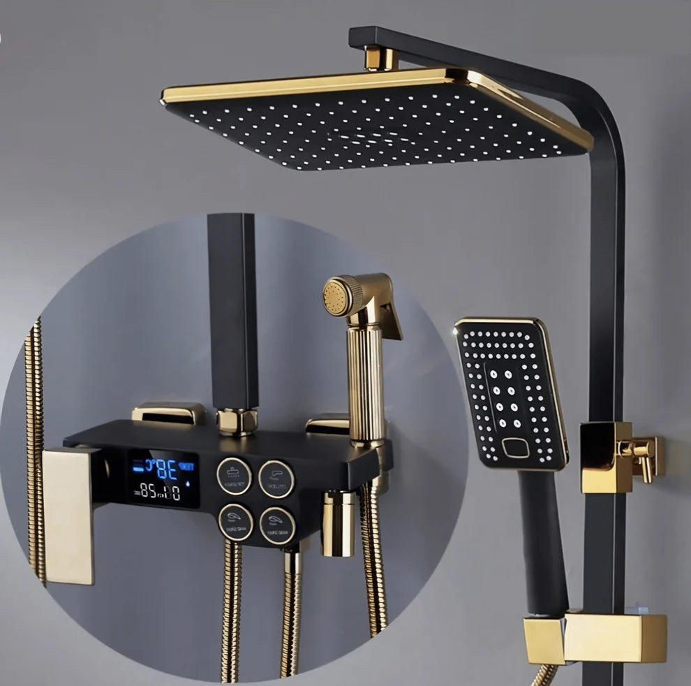 Zlatna Tuš Baterija s Digitalnim Zaslonom